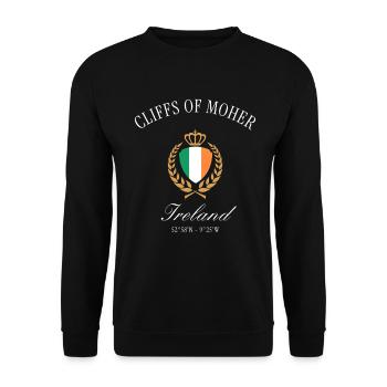 Blaises de Moher Armoiries d’Irlande – Souvenir de voyage - Sweat-shirt Unisexe - noir - Devant - Alina (178cm) & Michal (187cm)