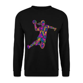 Handball Handballspielerin bunte Handballerin - Unisex Pullover - Schwarz - Vorne - Alina (178cm) & Michal (187cm)