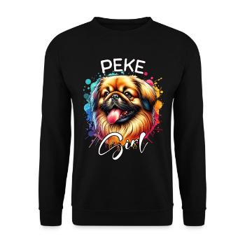 Pekingese Mädchen Pekinese - Unisex Pullover - Schwarz - Vorne - Alina (178cm) & Michal (187cm)