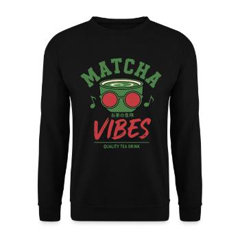 Matcha Vibes Quality Tea Drink Green Matcha Latte - Unisex Sweatshirt - black - Front - Alina (178cm) & Michal (187cm)