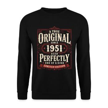 75th Birthday Gift Original Vintage 1951 - Unisex Sweatshirt - black - Front - Alina (178cm) & Michal (187cm)