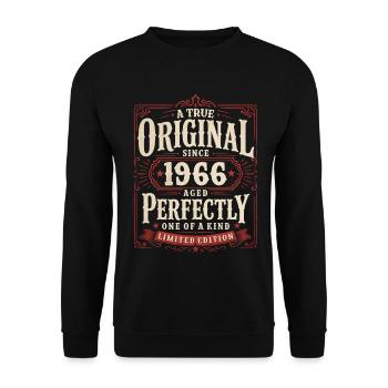 Cadeau du 60e anniversaire Millésime original 1966 - Sweat-shirt Unisexe - noir - Devant - Alina (178cm) & Michal (187cm)