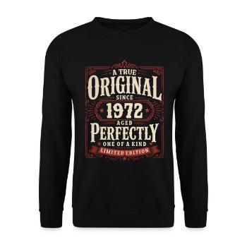 Cadeau d’anniversaire 54 Millésime original 1972 - Sweat-shirt Unisexe - noir - Devant - Alina (178cm) & Michal (187cm)