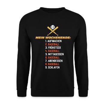 Baseball Wochenende – Mein Plan - Unisex Pullover - Schwarz - Vorne - Alina (178cm) & Michal (187cm)