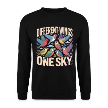 Different Wings One Sky Bird - Unisex Sweatshirt - black - Front - Alina (178cm) & Michal (187cm)