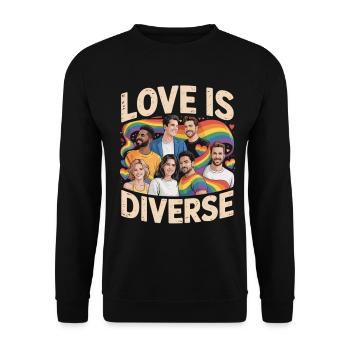 L’amour est une fierté diverse, arc-en-ciel - Sweat-shirt Unisexe - noir - Devant - Alina (178cm) & Michal (187cm)