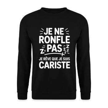 Je Ne Ronfle Pas Cariste Humour Cadeau Collègue  - Sweat-shirt Unisexe - noir - Devant - Alina (178cm) & Michal (187cm)