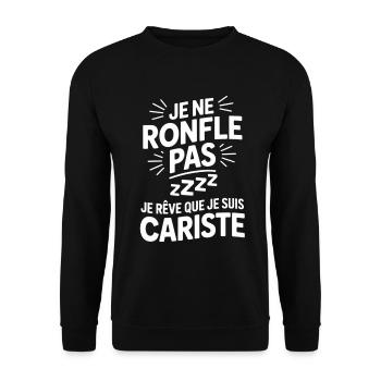 Je Ne Ronfle Pas Cariste Humour Cadeau Collègue  - Sweat-shirt Unisexe - noir - Devant - Alina (178cm) & Michal (187cm)
