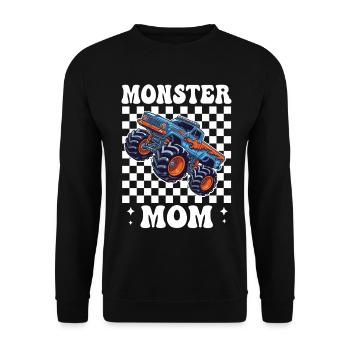 Monster Truck Mom in Checkered Style - Unisex Sweatshirt - black - Front - Alina (178cm) & Michal (187cm)