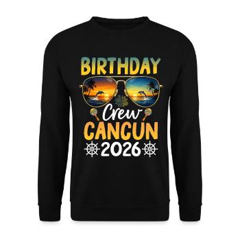 Équipe d’anniversaire Cancún 2026 - Sweat-shirt Unisexe - noir - Devant - Alina (178cm) & Michal (187cm)