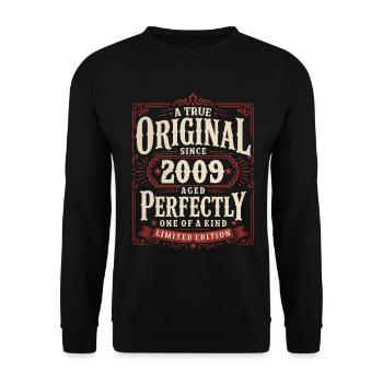 17. Geburtstag Geschenk Original Jahrgang 2009 - Unisex Pullover - Schwarz - Vorne - Alina (178cm) & Michal (187cm)