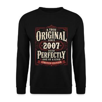  19. Geburtstag Geschenk Original Jahrgang 2007 - Unisex Pullover - Schwarz - Vorne - Alina (178cm) & Michal (187cm)