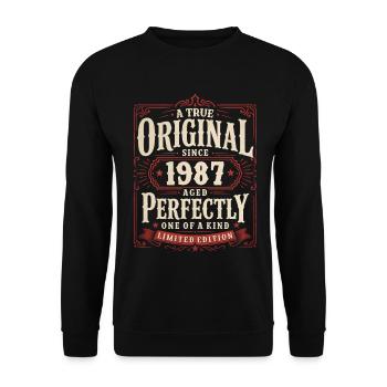 Cadeau du 39e anniversaire Millésime original 1987 - Sweat-shirt Unisexe - noir - Devant - Alina (178cm) & Michal (187cm)