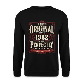 Cadeau d’anniversaire 44 Millésime original 1982 - Sweat-shirt Unisexe - noir - Devant - Alina (178cm) & Michal (187cm)