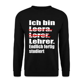 Lehrer fertig studiert - Unisex Pullover - Schwarz - Vorne - Alina (178cm) & Michal (187cm)