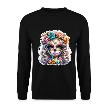 La Catrina - Unisex Pullover - Schwarz - Vorne - Alina (178cm) & Michal (187cm)