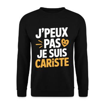 T-Shirt Humour Cariste Chariot Élévateur Gerbeur - Sweat-shirt Unisexe - noir - Devant - Alina (178cm) & Michal (187cm)