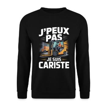 T-Shirt Cariste Homme Funny Chariot Élévateur  - Sweat-shirt Unisexe - noir - Devant - Alina (178cm) & Michal (187cm)