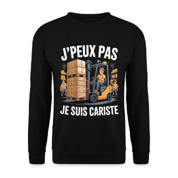 T-Shirt Humour Métier Cariste Cadeau Original  - Sweat-shirt Unisexe - noir - Devant - Alina (178cm) & Michal (187cm)