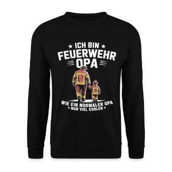 Feuerwehr Opa Cooler Großvater Spruch - Unisex Pullover - Schwarz - Vorne - Alina (178cm) & Michal (187cm)