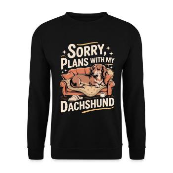 Dachshunds instead of plans - Unisex Sweatshirt - black - Front - Alina (178cm) & Michal (187cm)