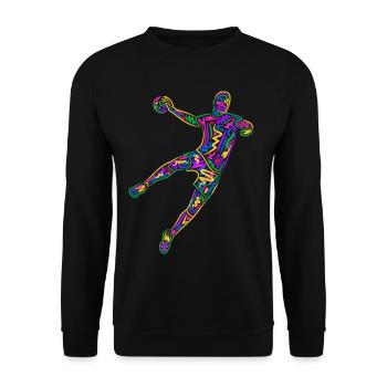 Bunter Handballspieler Handballer Jungen Handball - Unisex Pullover - Schwarz - Vorne - Alina (178cm) & Michal (187cm)