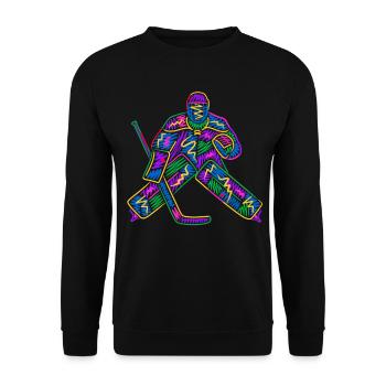 Eishockey Torwart Kinder Bunter Eishockeyspieler - Unisex Pullover - Schwarz - Vorne - Alina (178cm) & Michal (187cm)