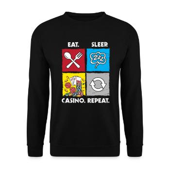 Eat Sleep Casino Repeat Gambling Gambling Poker - Unisex Sweatshirt - black - Front - Alina (178cm) & Michal (187cm)