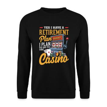 Casino Pension Retirement Gambling Slot Machine - Unisex Sweatshirt - black - Front - Alina (178cm) & Michal (187cm)