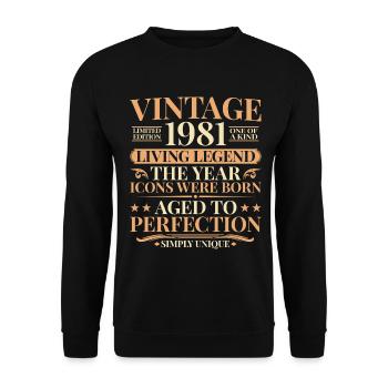 Légende vivante 1981 – 45e anniversaire Millésime - Sweat-shirt Unisexe - noir - Devant - Alina (178cm) & Michal (187cm)