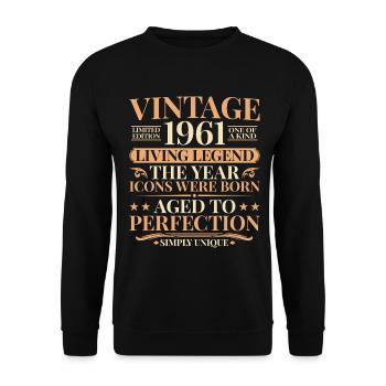 Légende vivante 1961 – 65e anniversaire Millésime - Sweat-shirt Unisexe - noir - Devant - Alina (178cm) & Michal (187cm)