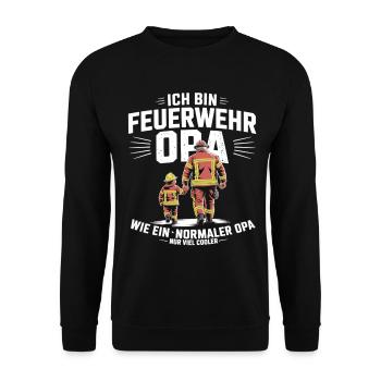 Feuerwehr Opa Cooler Großvater Spruch - Unisex Pullover - Schwarz - Vorne - Alina (178cm) & Michal (187cm)