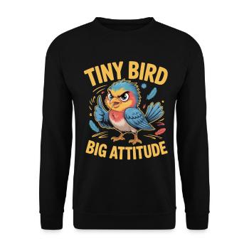 Petit oiseau Grand Oiseau Attitude Dicton - Sweat-shirt Unisexe - noir - Devant - Alina (178cm) & Michal (187cm)