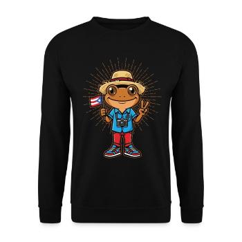 Coqui Frog Puerto Rican Puerto Rico Flag - Unisex Sweatshirt - black - Front - Alina (178cm) & Michal (187cm)