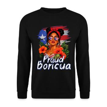 Stolzer Boricua Puerto Ricaner Puerto Rico - Unisex Pullover - Schwarz - Vorne - Alina (178cm) & Michal (187cm)