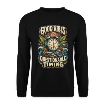 Belize Belizische Wurzel Questionable Timing - Unisex Pullover - Schwarz - Vorne - Alina (178cm) & Michal (187cm)