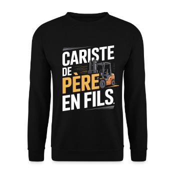 T-Shirt Cariste Père En Fils Original - Sweat-shirt Unisexe - noir - Devant - Alina (178cm) & Michal (187cm)