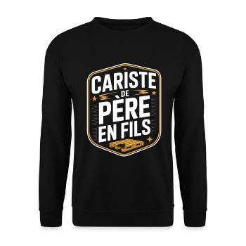 Cariste De Père En Fils Cadeau Humour Métier - Sweat-shirt Unisexe - noir - Devant - Alina (178cm) & Michal (187cm)