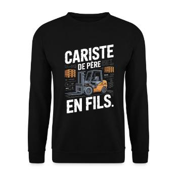T-Shirt Cariste Famille Original Cadeau Humour  - Sweat-shirt Unisexe - noir - Devant - Alina (178cm) & Michal (187cm)