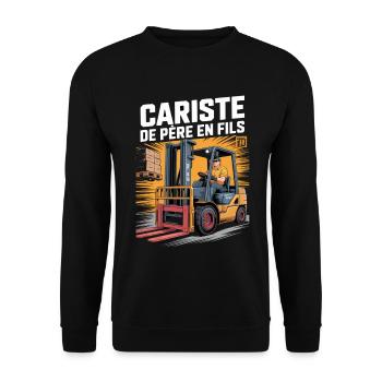T-Shirt Cariste Famille Logistique Héritage Métier - Sweat-shirt Unisexe - noir - Devant - Alina (178cm) & Michal (187cm)