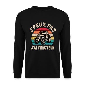J’peux pas tracteur Cadeau humour personnalisé - Sweat-shirt Unisexe - noir - Devant - Alina (178cm) & Michal (187cm)