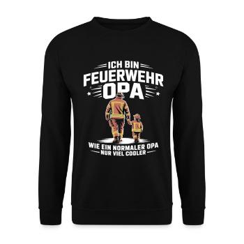 Feuerwehr Opa Cooler Feuerwehrmann - Unisex Pullover - Schwarz - Vorne - Alina (178cm) & Michal (187cm)