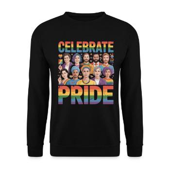 Celebrate Pride LGBT Rainbow Diversity - Unisex Sweatshirt - black - Front - Alina (178cm) & Michal (187cm)
