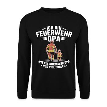Feuerwehr Opa Cooler Feuerwehrmann - Unisex Pullover - Schwarz - Vorne - Alina (178cm) & Michal (187cm)