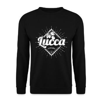 Lucca Toskana in Italien mit Oliven Souvenir - Unisex Pullover - Schwarz - Vorne - Alina (178cm) & Michal (187cm)