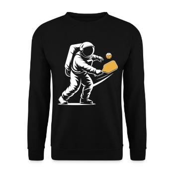 Pickleball Astronaut T-Shirt - Astronaut Motif - Unisex Sweatshirt - black - Front - Alina (178cm) & Michal (187cm)