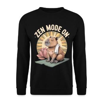 Capybara T-Shirt Zen Mode On - Unisex Pullover - Schwarz - Vorne - Alina (178cm) & Michal (187cm)