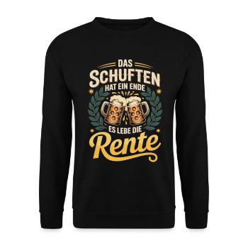 Es Lebe Die Rente Shirt Geschenk zur Pensionierung - Unisex Pullover - Schwarz - Vorne - Alina (178cm) & Michal (187cm)