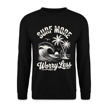 Surfez plus, inquiétez-vous, moins de vagues de vacances d’été - Sweat-shirt Unisexe - noir - Devant - Alina (178cm) & Michal (187cm)