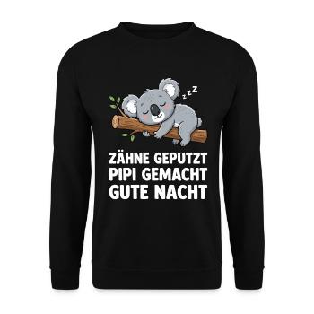 Schlafshirt Schlafen Schlafanzug Koala Pyjama - Unisex Pullover - Schwarz - Vorne - Alina (178cm) & Michal (187cm)